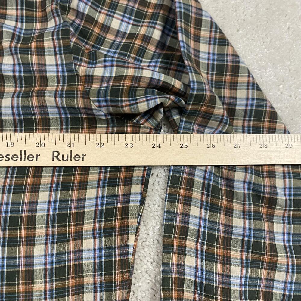 VTG 70s Campus Shirt Mens L Green Brown Plaid Button Up Rugged Country Thin - Picture 5 of 7